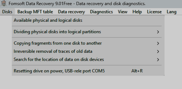 Main menu item disk and computer Management.