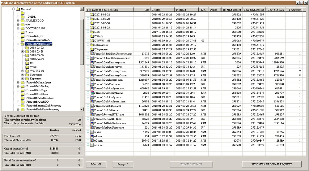 Reconstructed directory tree.