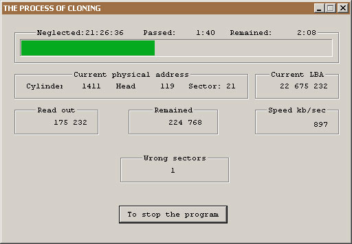 «Display the progress of the copy process»