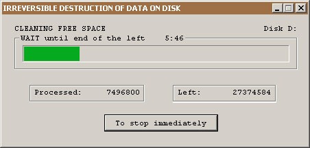Displays the progress of the cleanup process on the logical disk.