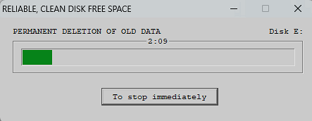Displays the progress of the cleanup process on the logical disk.