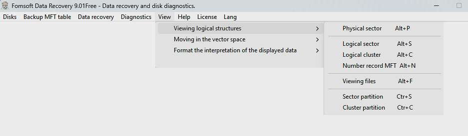 Sub-item of the submenu 