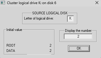 Viewing the logical disk cluster K:.