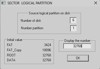 Viewing the logical sector of partition 1 on disk 6.