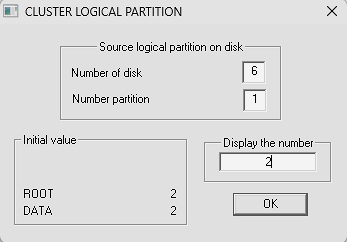 Viewing the logical cluster of partition 1 on disk 6.