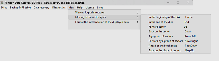 Managing the format of interpretation of the viewed data.