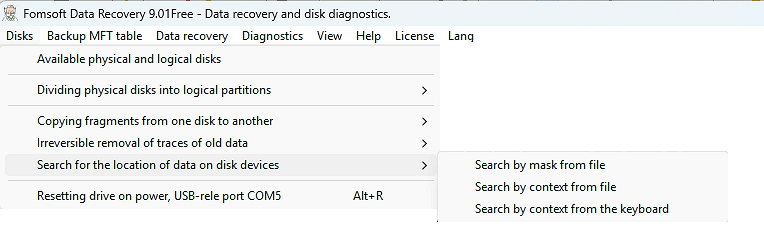 Finding the location of data and information on disks