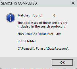 The result of the search for matches.