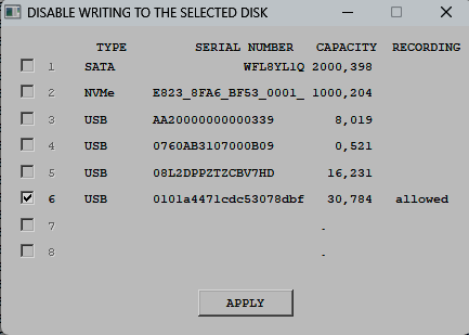 Удалить разрешение записи на диск
